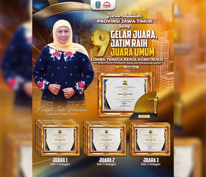 Sabet 9 Penghargaan, Jatim Raih Juara Umum Lomba Tenaga Kerja Konstruksi Nasional