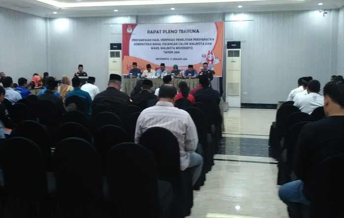 KPU Kota Mojokerto Gelar Rapat Pleno Hasil Verifikasi Penelitian Persyaratan Administrasi