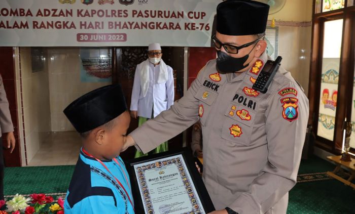 Kapolres Pasuruan Adakan Lomba Adzan Tingkat SD untuk Peringati Hari Bhayangkara ke-76