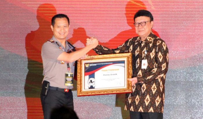 Kapolres Gresik Sabet Penghargaan Yanlik 2019 Kategori Sangat Baik dari Kemenpan-RB Kapolres Gresik Sabet Penghargaan Yanlik 2019 Kategori Sangat Baik dari Kemenpan-RB