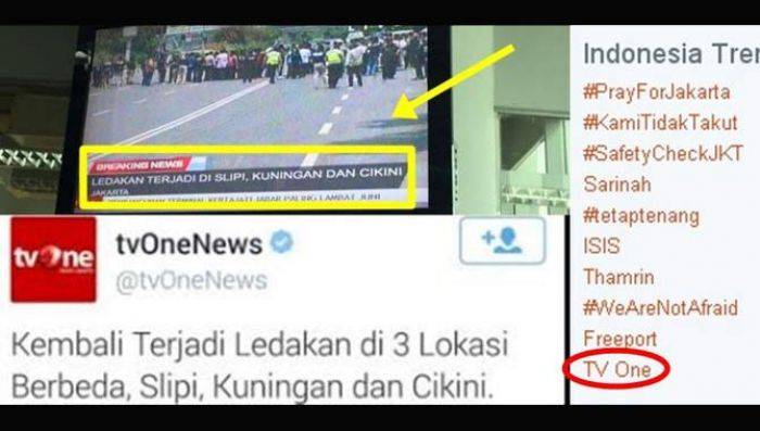 TV One Dibully Netizen lagi Gara-gara Sebar Berita Hoax Soal Bom Sarinah