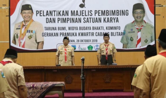 Hadiri Pelantikan Pimpinan Saka Pramuka Kwarcab Blitar, Bupati Rijanto: Pramuka Harus Berprestasi