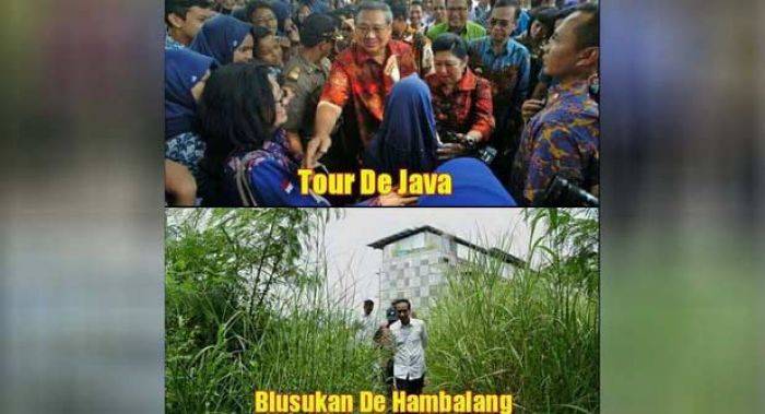 Meme Jokowi-SBY: Sidak ke Hambalang Sedetik, Rusak Tour de Java Sebulan