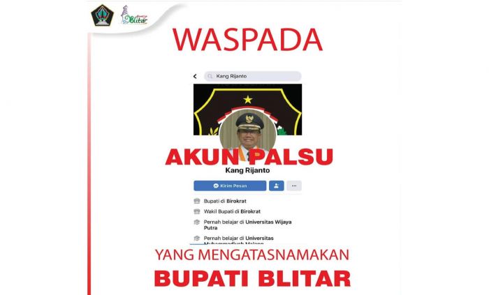 Beredar Akun Facebook Palsu Gunakan Nama dan Foto Bupati Blitar