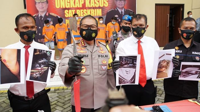 Satreskrim Polresta Sidoarjo Berhasil Amankan 8 Pelaku Pelemparan Paving Calon Pasutri