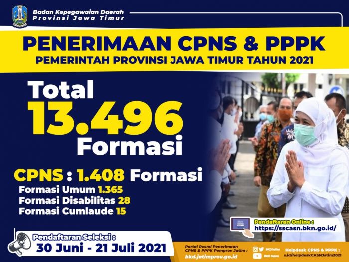 Besok Pendaftaran ASN Dibuka, Pemprov Jatim Capai 13.496 Lowongan