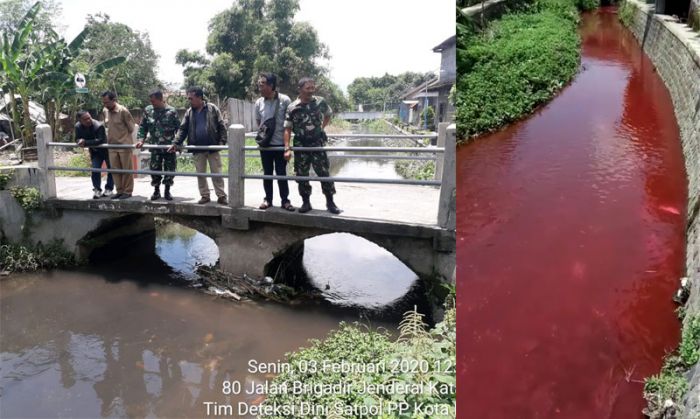 Diduga Tercemar Bahan Kimia, Air Sungai di Kediri jadi Berwarna Merah Diduga Tercemar Bahan Kimia, Air Sungai di Kediri jadi Berwarna Merah