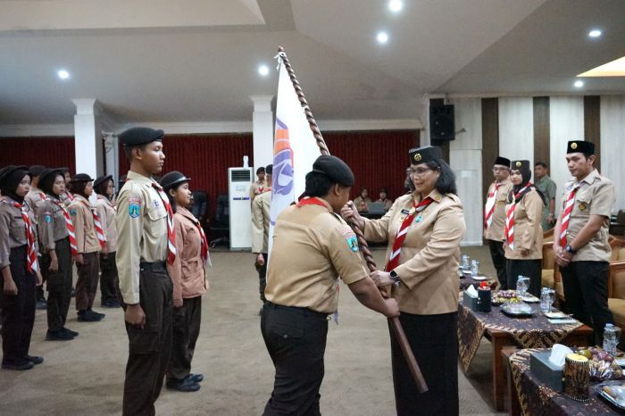 Pesan Pj Zanariah di Pelepasan Kontingen Peran Saka Jatim 2024 Kwarcab Pramuka Kota Kediri