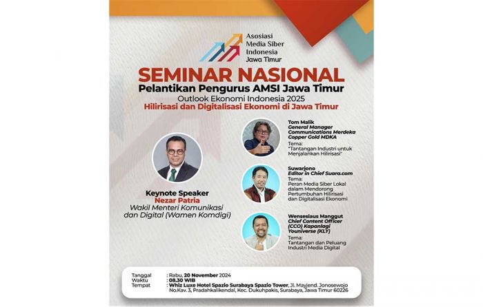 Dirangkai dengan Seminar, Pelantikan Pengurus AMSI Jawa Timur Bakal Dihadiri Wamen Komdigi Dirangkai dengan Seminar, Pelantikan Pengurus AMSI Jawa Timur Bakal Dihadiri Wamen Komdigi