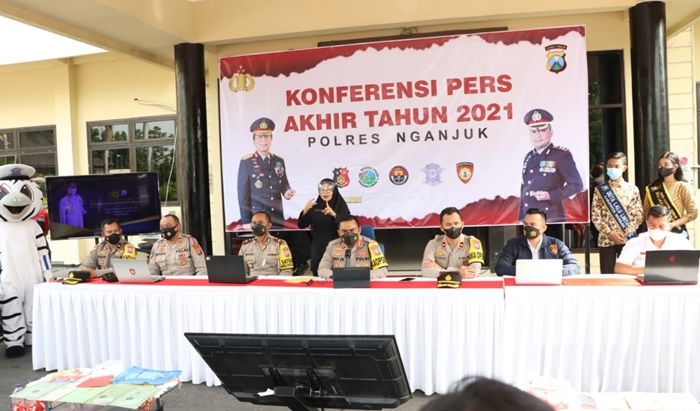 Kapolres Nganjuk Gelar Konferensi Pers Akhir Tahun 2021, ini Rincian Kasus yang Ditangani