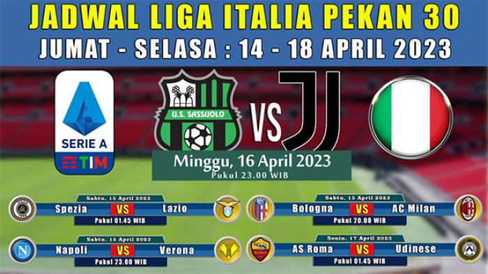 Jadwal Liga Italia 14-18 April 2023: AC Milan Tantang Bologna, Sassuolo vs Juventus