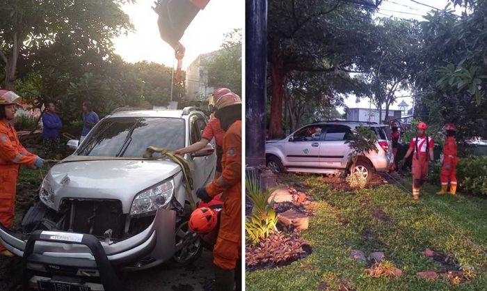 Diduga Mabuk, Mobil Anggota Polri Tabrak Taman di Jalan Raya Menur Diduga Mabuk, Mobil Anggota Polri Tabrak Taman di Jalan Raya Menur