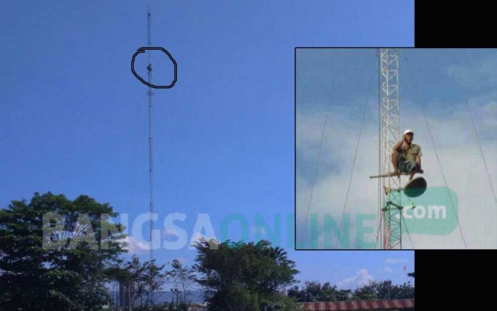 Pria Asal Desa Rahayu Nekat Panjat Tower Gara-gara Kontrak Kerja Tak Diperpanjang JOB PPEJ Pria Asal Desa Rahayu Nekat Panjat Tower Gara-gara Kontrak Kerja Tak Diperpanjang JOB PPEJ
