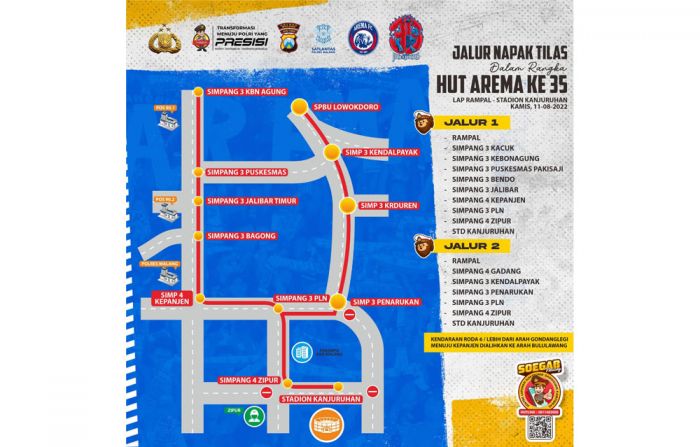 Satlantas Polres Malang Lakukan Rekayasa Lalin Jalur Napak Tilas HUT ke-35 Arema Satlantas Polres Malang Lakukan Rekayasa Lalin Jalur Napak Tilas HUT ke-35 Arema
