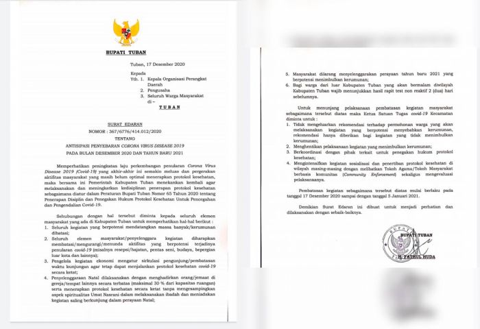 Covid-19 Merajalela, Bupati Tuban Keluarkan Kebijakan Pembatasan Kerumunan Covid-19 Merajalela, Bupati Tuban Keluarkan Kebijakan Pembatasan Kerumunan