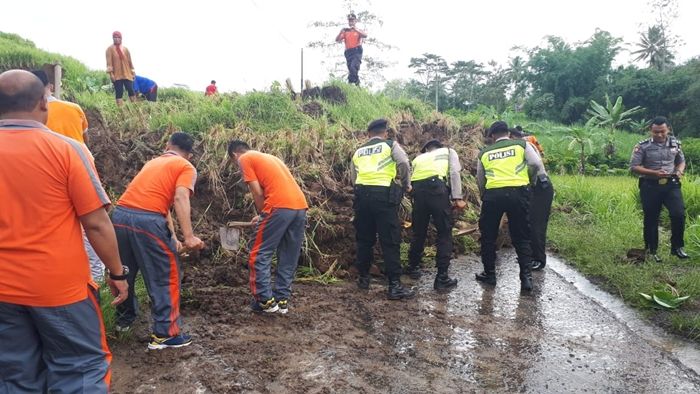 Diguyur Hujan Semalam, Longsoran Sawah Isolasi Dua Desa di Kesamben Blitar Diguyur Hujan Semalam, Longsoran Sawah Isolasi Dua Desa di Kesamben Blitar