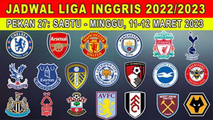 Jadwal Liga Inggris 11-12 Maret 2023: Bournemouth vs Liverpool, Manchester United vs Southampton Jadwal Liga Inggris 11-12 Maret 2023: Bournemouth vs Liverpool, Manchester United vs Southampton