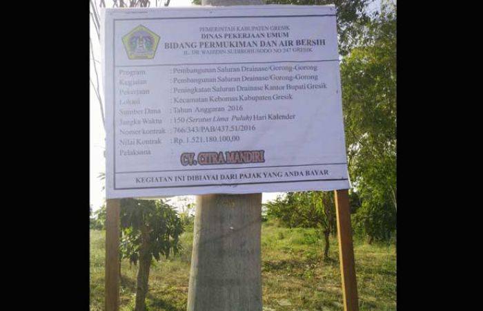 Ketakutan, Pelaksana Proyek Box Culvert di depan Pemkab Gresik Ganti Papan Nama Ketakutan, Pelaksana Proyek Box Culvert di depan Pemkab Gresik Ganti Papan Nama