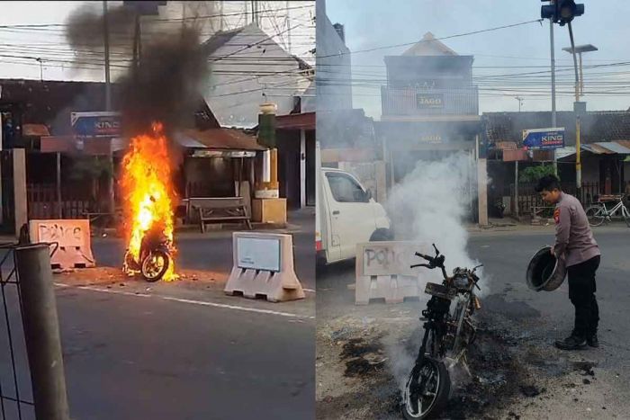 Muncul Percikan Api, Motor Honda Vario Terbakar di Depan Pasar Merakurak Tuban