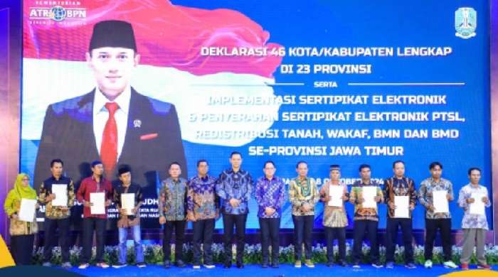 Menteri AHY Luncurkan Implementasi Layanan Sertifikat Elektronik seluruh Jawa Timur