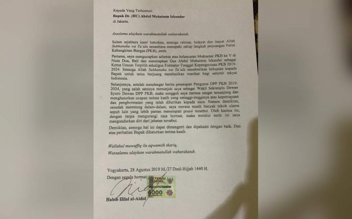 Baru Dua Hari Diumumkan, Habib Hilal Al Aidid Mundur dari Wasek Dewan Syuro DPP PKB