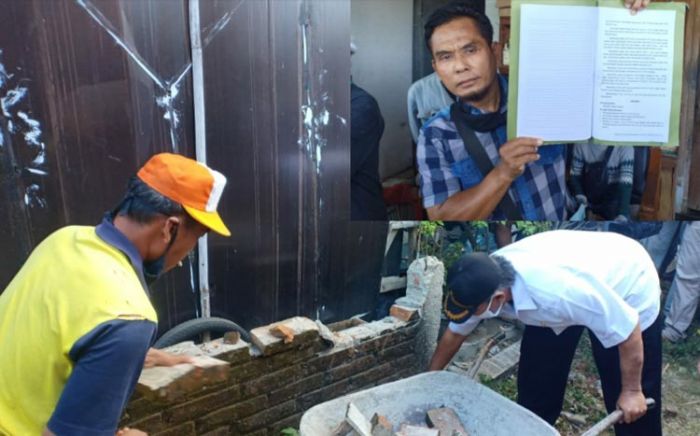 Meski Berbeda Pandangan Soal Status Tanah, Pembongkaran Tembok Viral di Ponorogo Berjalan Lancar