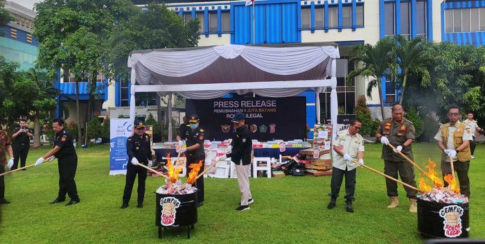 Bea Cukai Sidoarjo Musnahkan 9,3 Juta Batang Rokok Ilegal Senilai Rp13,9 Miliar
