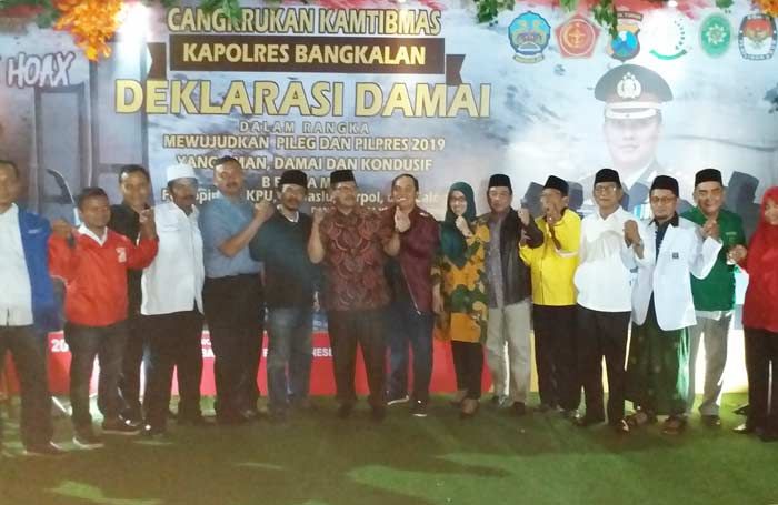 Gelar Deklarasi Damai, Kapolres Bangkalan Yakin Pemilu 2019 Kondusif