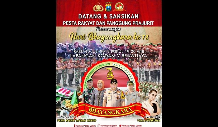 Pesta Rakyat HUT Bhayangkara di Kodam V/Brawijaya, Polda Jatim Bagikan Sembako dan Makanan Gratis