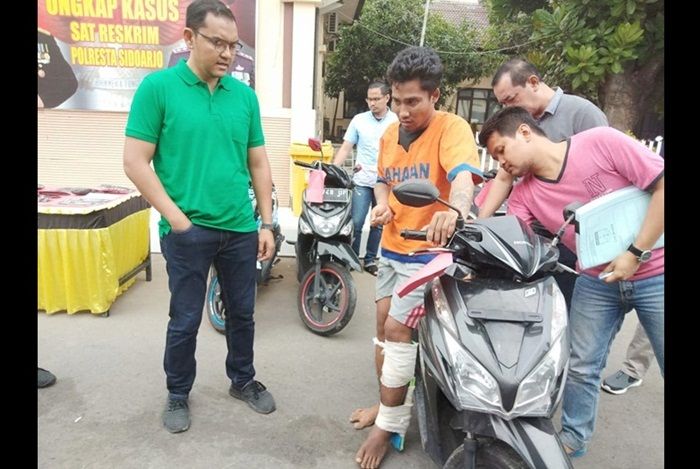 Mencoba Kabur, Polresta Sidoarjo Lumpuhkan Residivis Curanmor dengan Timah Panas