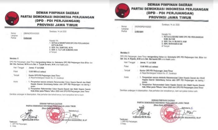 Rekom PDIP untuk Pilkada Blitar Raya, Dua Paslon Incumbent Diundang ke Surabaya Rekom PDIP untuk Pilkada Blitar Raya, Dua Paslon Incumbent Diundang ke Surabaya