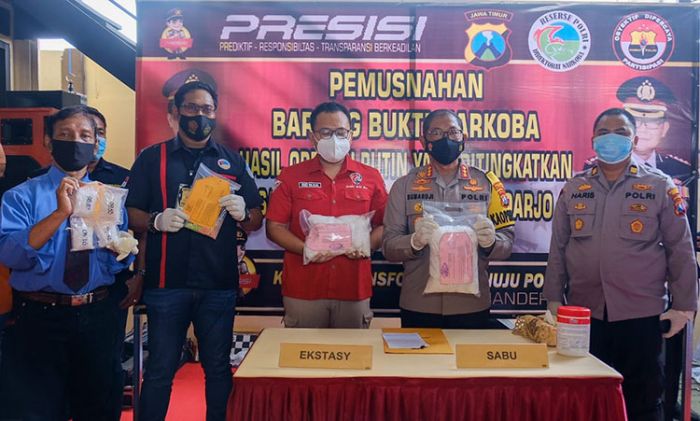 Polresta Sidoarjo Musnahkan Barang Bukti Narkoba Jaringan Malaysia