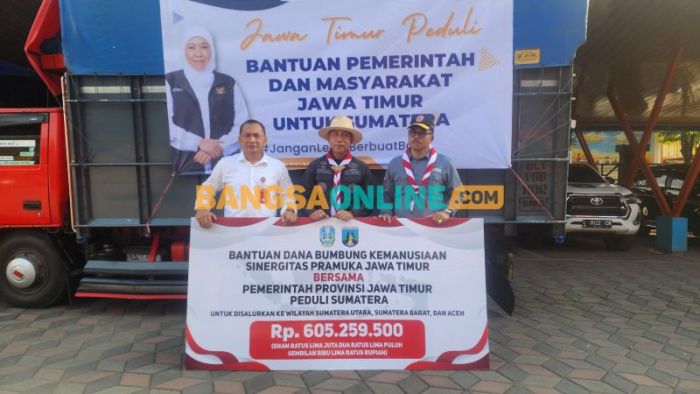 Pramuka Jatim Salurkan Bantuan Rp605 Juta untuk Bencana di Sumut, Sumbar dan Aceh