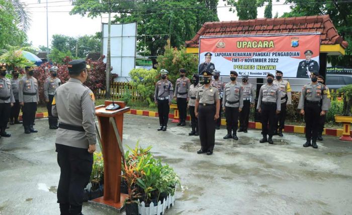 Berikut Pesan Kapolres Ngawi saat Pimpin Upacara Kenaikan Pangkat