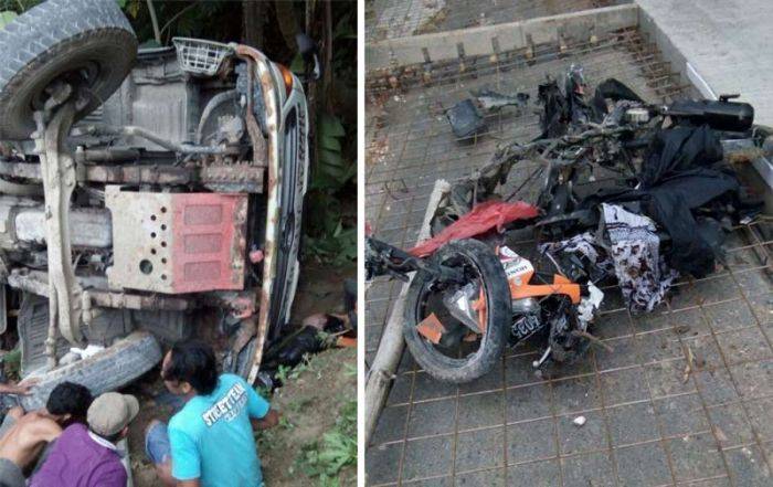 Truk Molen Terguling di Senori Tuban: Timpa 3 Motor, 1 Kritis Truk Molen Terguling di Senori Tuban: Timpa 3 Motor, 1 Kritis