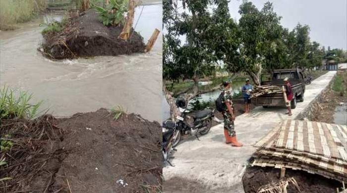 Tanggul Anak Kali Lamong di Desa Dadapkuning Gresik Jebol