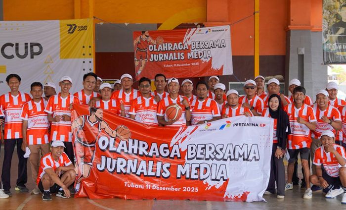 Pererat Kebersamaan, Pertamina EP Ajak Wartawan Tuban Main Basket
