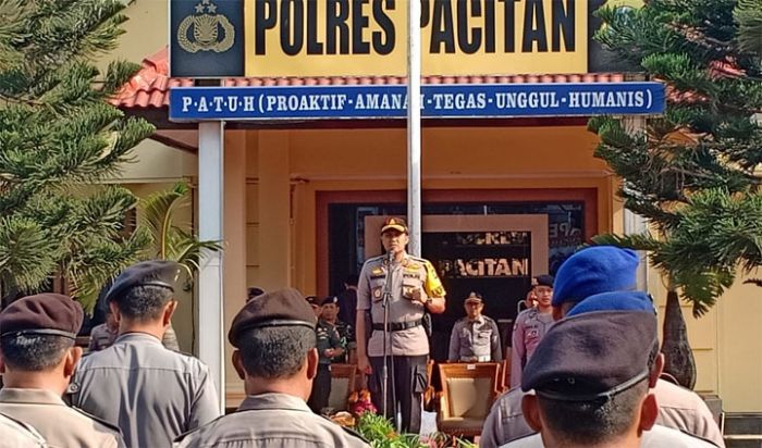 Jelang Pelantikan Presiden, Gelar Apel Gabungan di Mapolres Pacitan