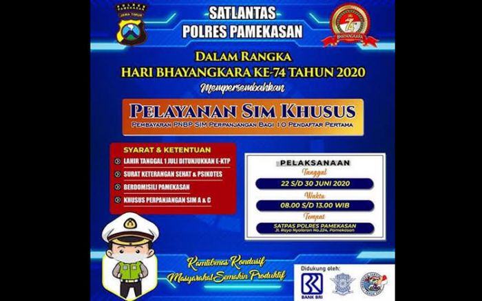 Hari Bhayangkara ke-74, Satlantas Polres Pamekasan Beri Layanan Perpanjangan SIM Secara Gratis Hari Bhayangkara ke-74, Satlantas Polres Pamekasan Beri Layanan Perpanjangan SIM Secara Gratis