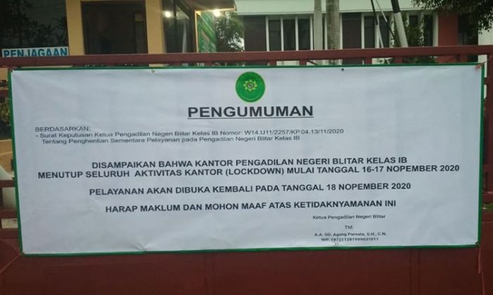 ​Hasil Tes Swab Massal Keluar, Pengadilan Negeri Blitar Tutup Pelayanan Dua Hari