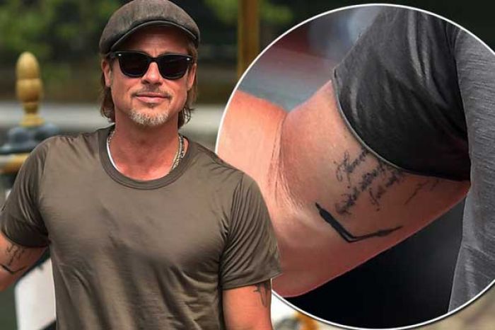 Brad Pitt Pamer Tatto Unik di Lipatan Siku Kanan Brad Pitt Pamer Tatto Unik di Lipatan Siku Kanan