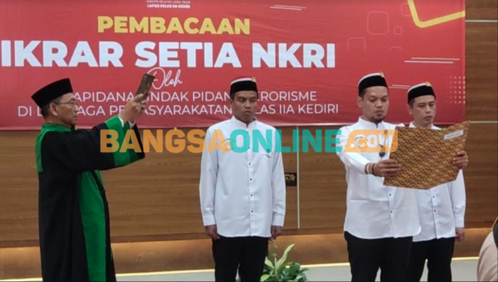 Tiga Napi Tindak Pidana Terorisme di Lapas Kediri Nyatakan Ikrar Setia pada NKRI