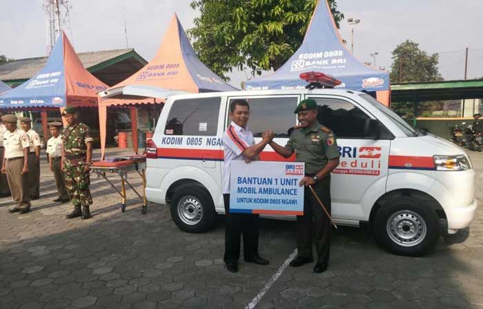 Kodim 0805 Ngawi Terima Bantuan Mobil Ambulans dari BRI