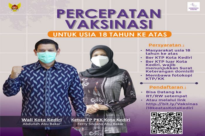 Percepat Vaksinasi Covid-19, Pemkot Kediri Sasar Masyarakat Usia 18 Tahun ke Atas Percepat Vaksinasi Covid-19, Pemkot Kediri Sasar Masyarakat Usia 18 Tahun ke Atas