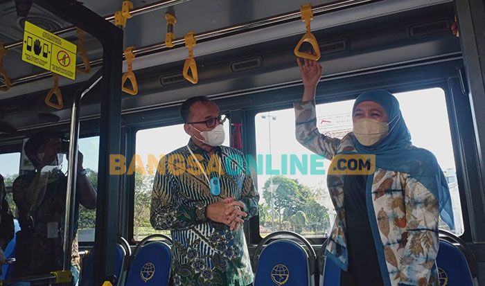 Launching Bus Listrik Produksi PT INKA, Gubernur Khofifah: Keren Sekali Launching Bus Listrik Produksi PT INKA, Gubernur Khofifah: Keren Sekali