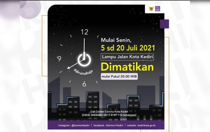 Cegah Kerumunan, Lampu di Beberapa Titik di Kota Kediri Dipadamkan Mulai Pukul 20.00 Cegah Kerumunan, Lampu di Beberapa Titik di Kota Kediri Dipadamkan Mulai Pukul 20.00