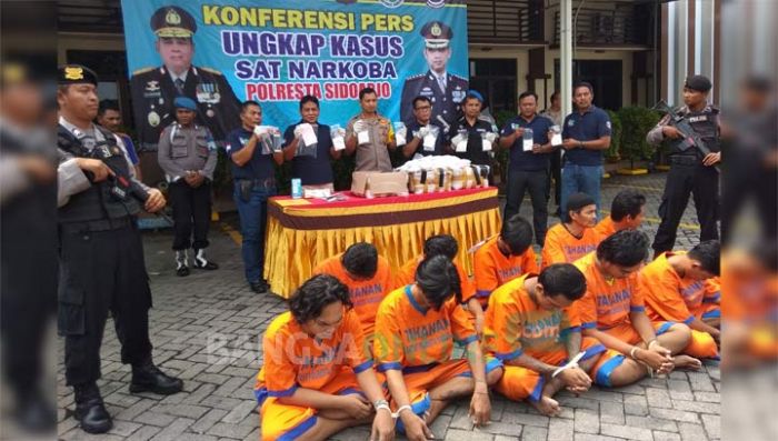 11 Hari, Polresta Sidoarjo Gulung 11 Tersangka Narkoba