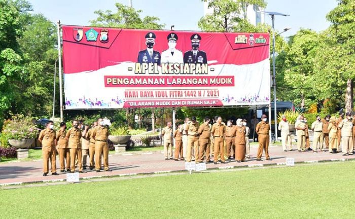 Peniadaan Mudik, Personel Gabungan Siaga di Perbatasan Sidoarjo