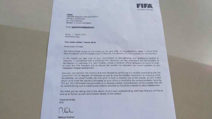 Tanpa Agum dan La Nyalla, Presiden FIFA Siap Terima Utusan Menpora