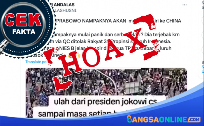 [HOAKS] Jokowi dan Prabowo Mau Kabur ke Cina karena Panik Unjuk Rasa Pemakzulan